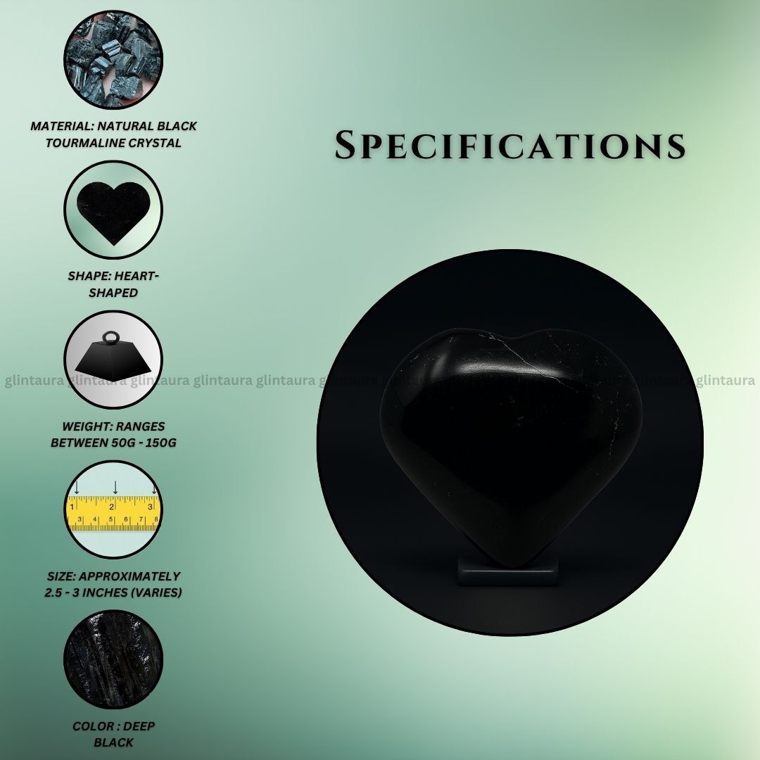 Black Tourmaline Crystal Heart