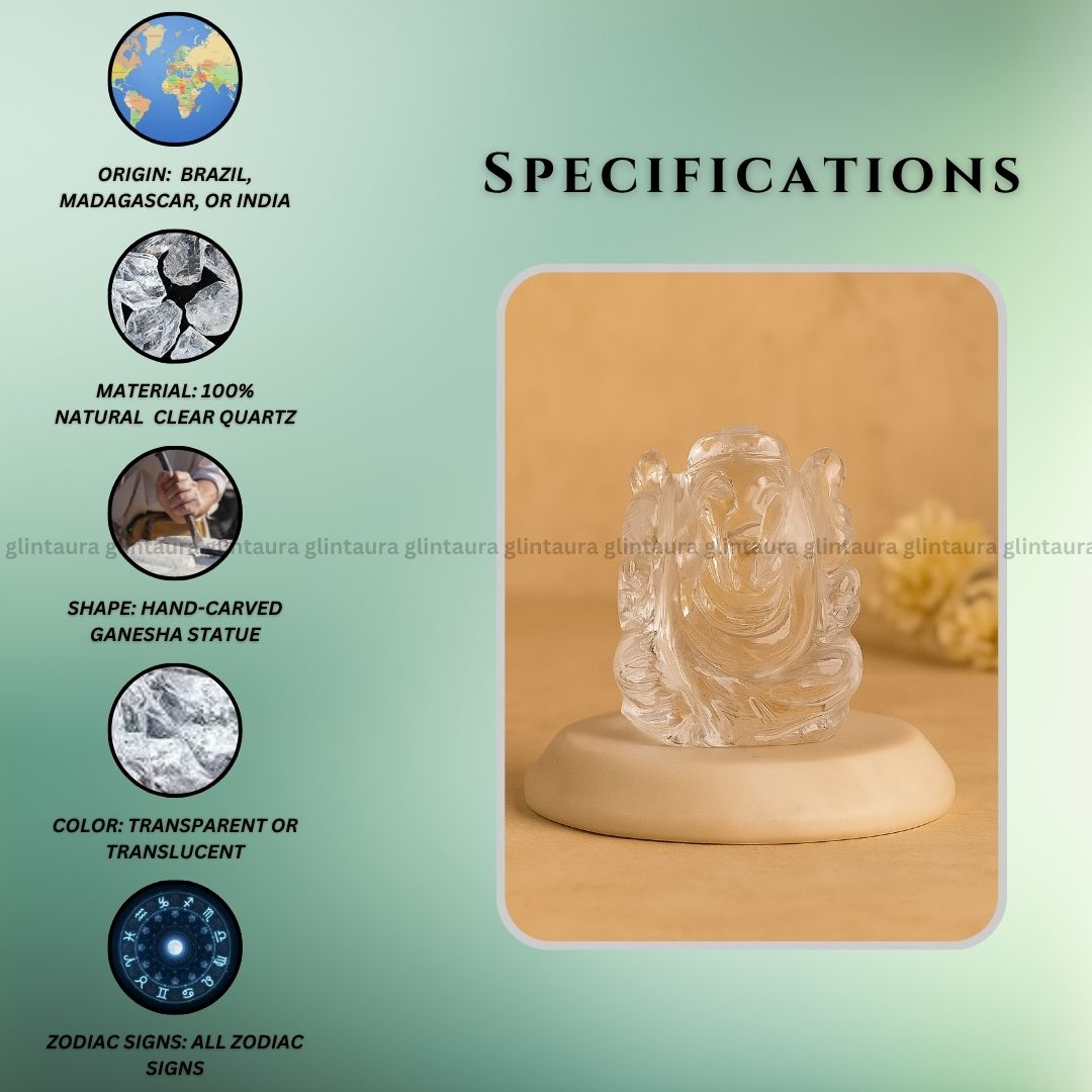 Clear Quartz Ganesha Idol