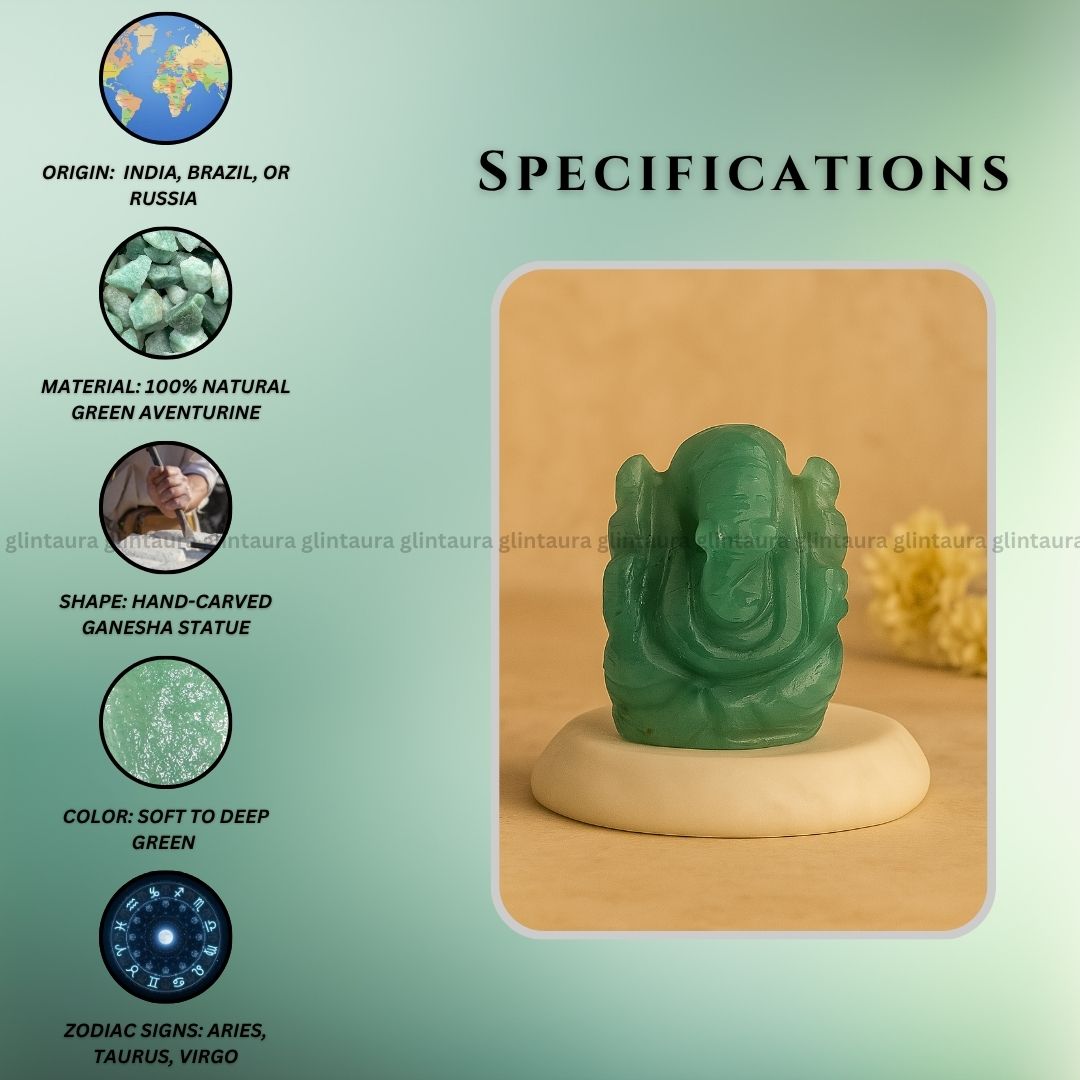Green Aventurine Ganesha Idol