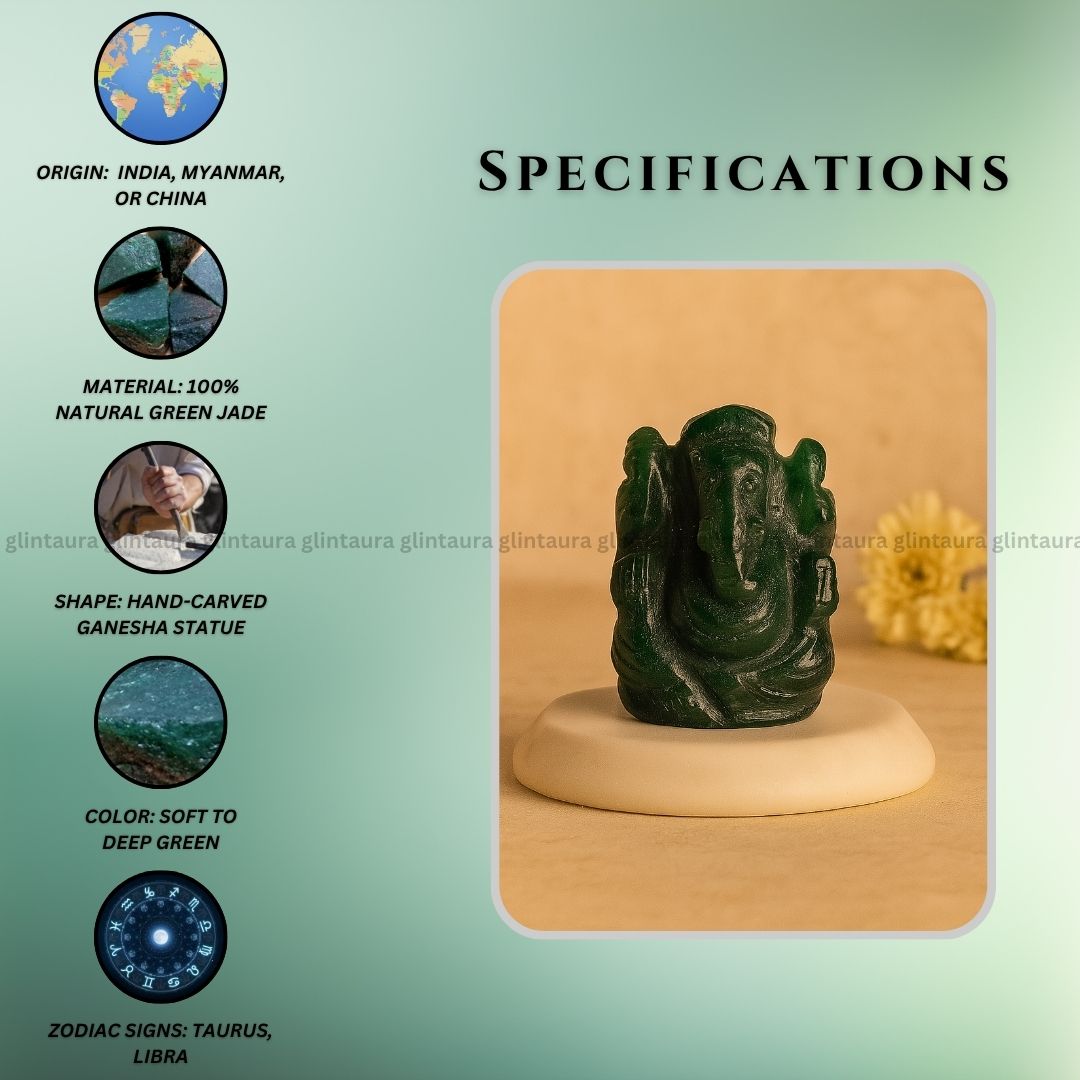 Green Jade Ganesha Idol