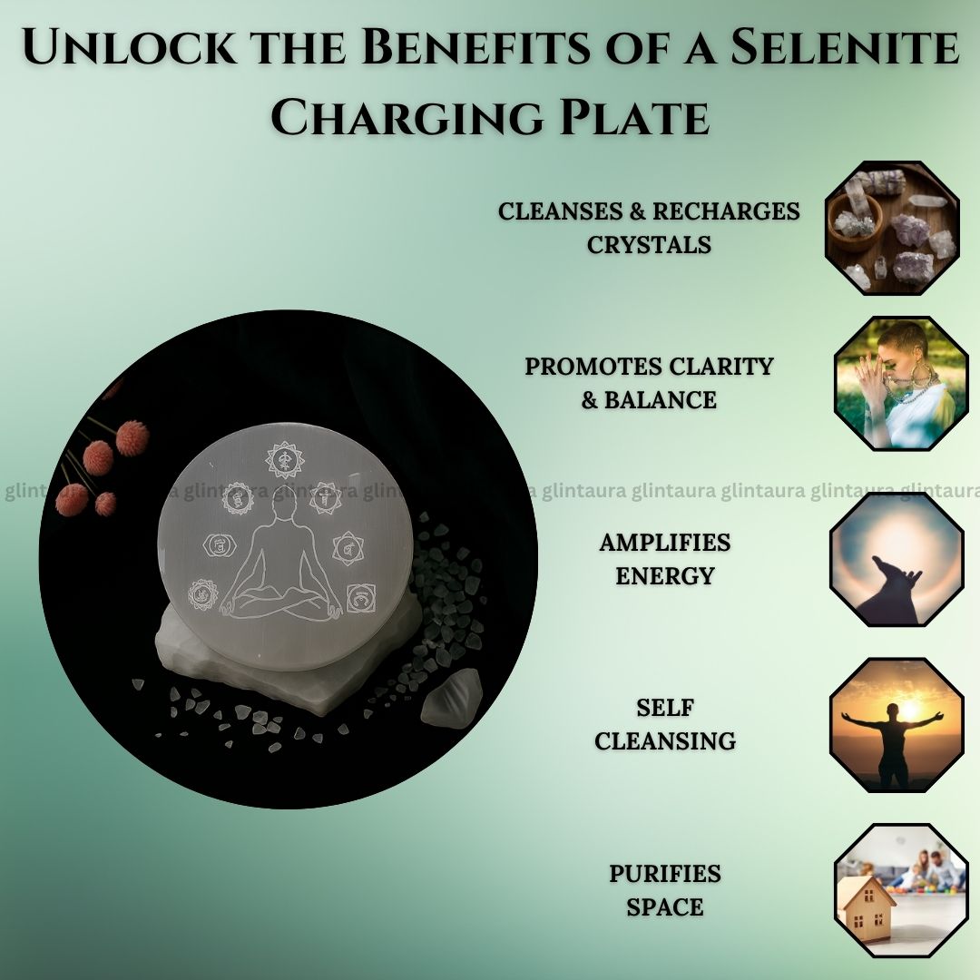 Meditation Symbol Selenite Charging Plate