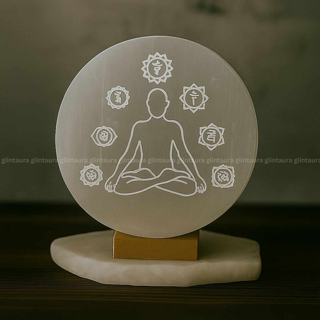 Meditation Symbol Selenite Charging Plate
