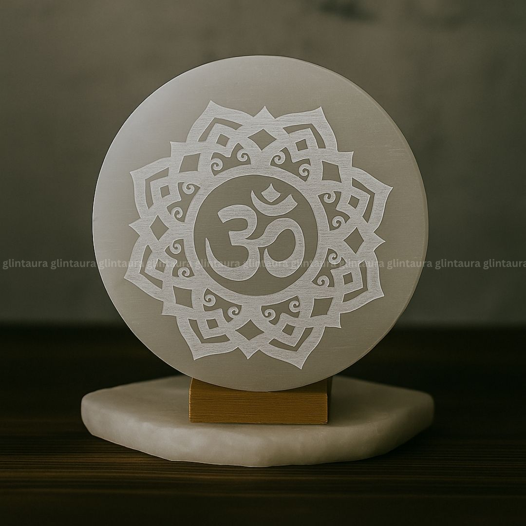 Ohm Symbol Selenite Charging Plate