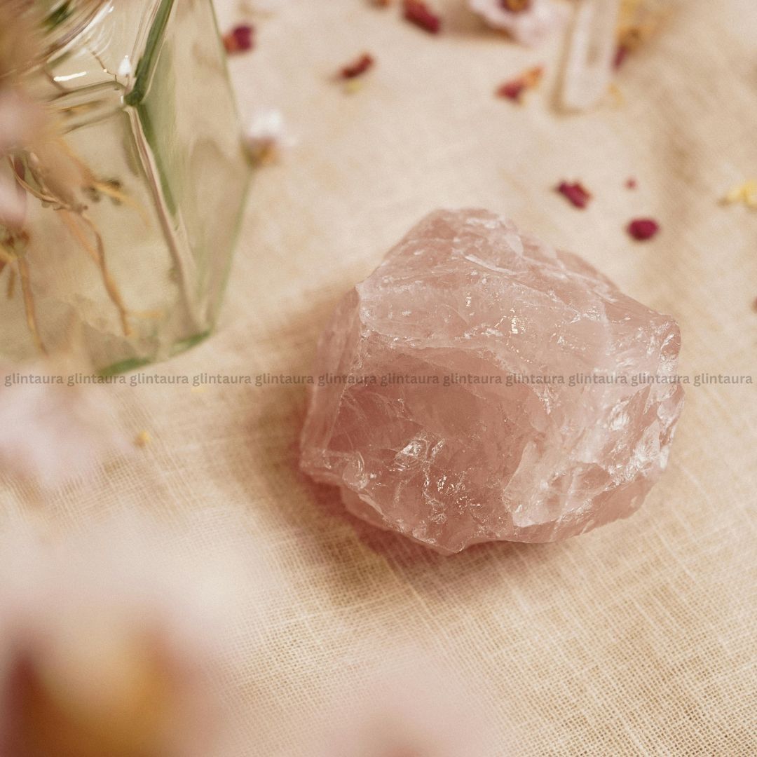 Rose Quartz Raw Stone Pack Of 2Pcs / 40 To 90 Gram (Love & Compassion) - Image 11