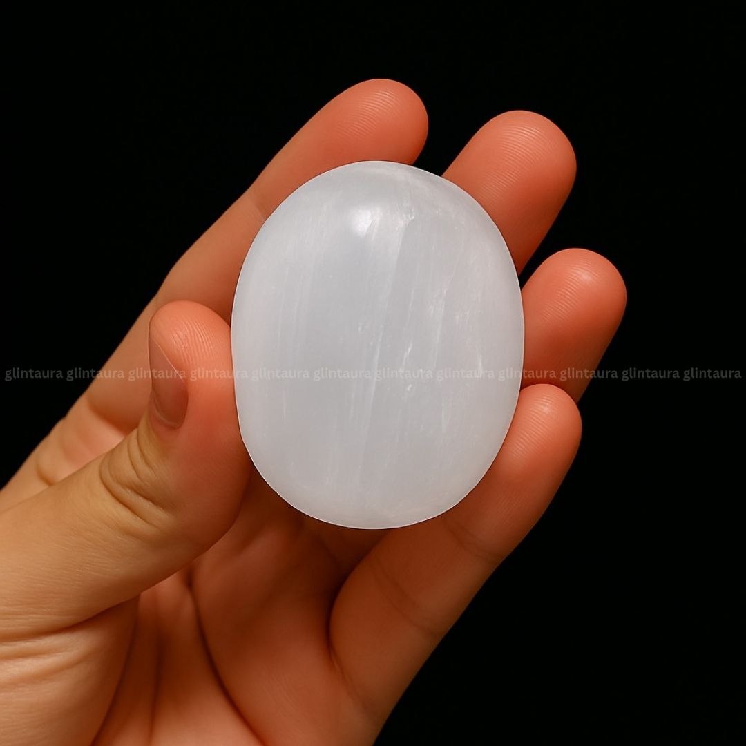 Selenite Palm Stone