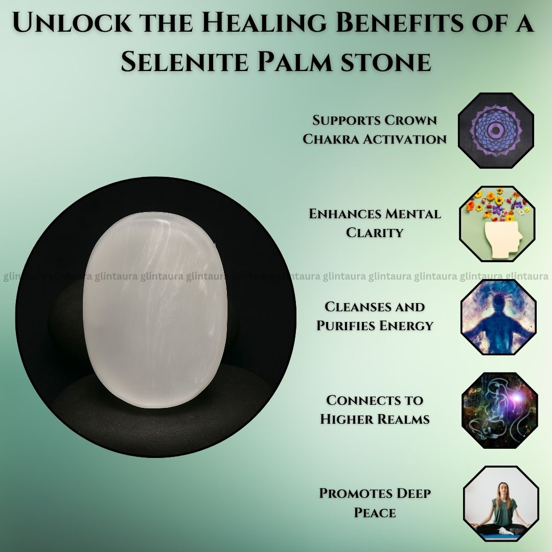 Selenite Palm Stone