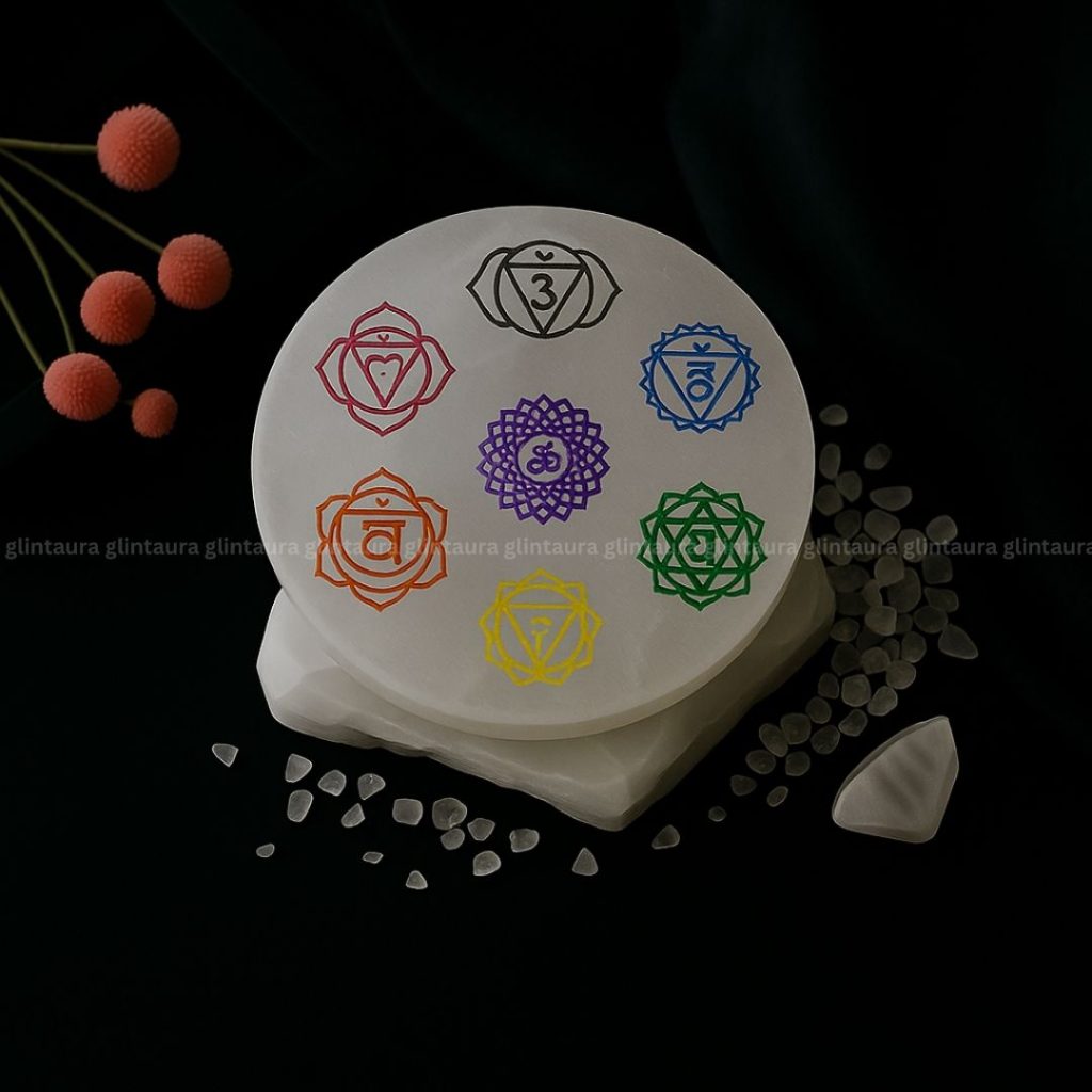 Seven Chakra Selenite Charging Plate