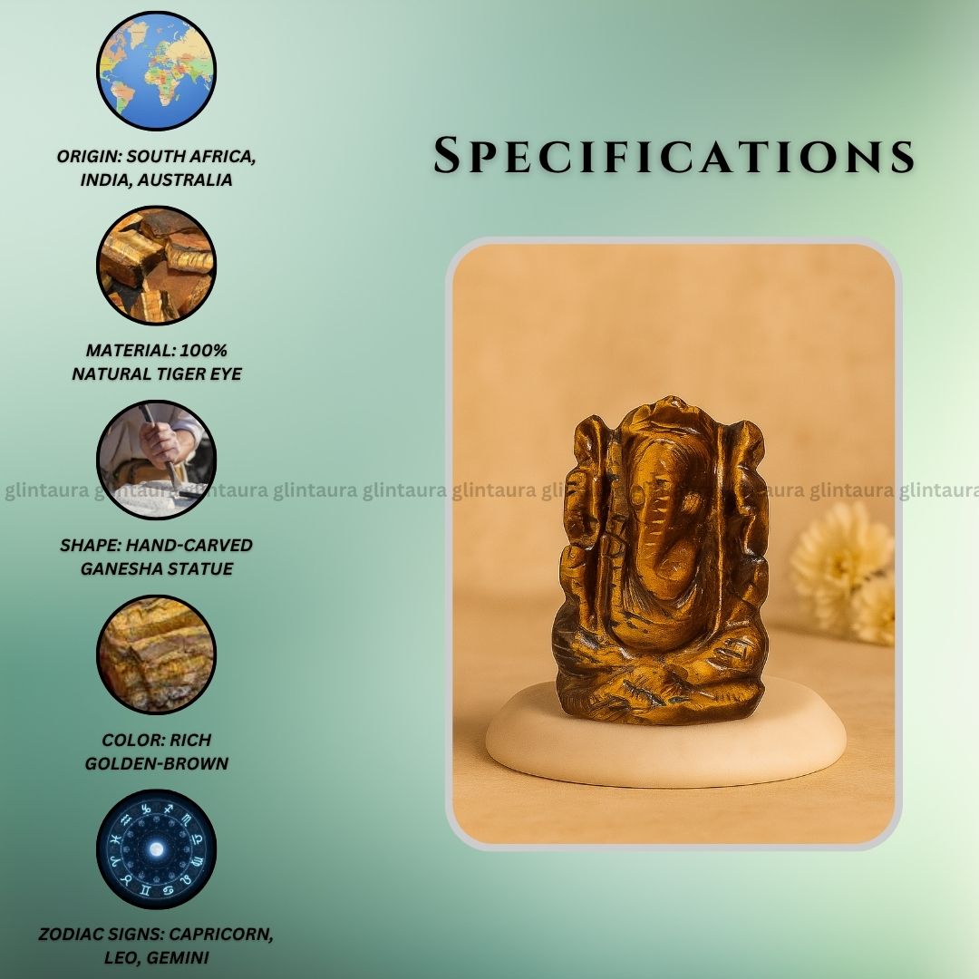 Tiger Eye Ganesha Idol