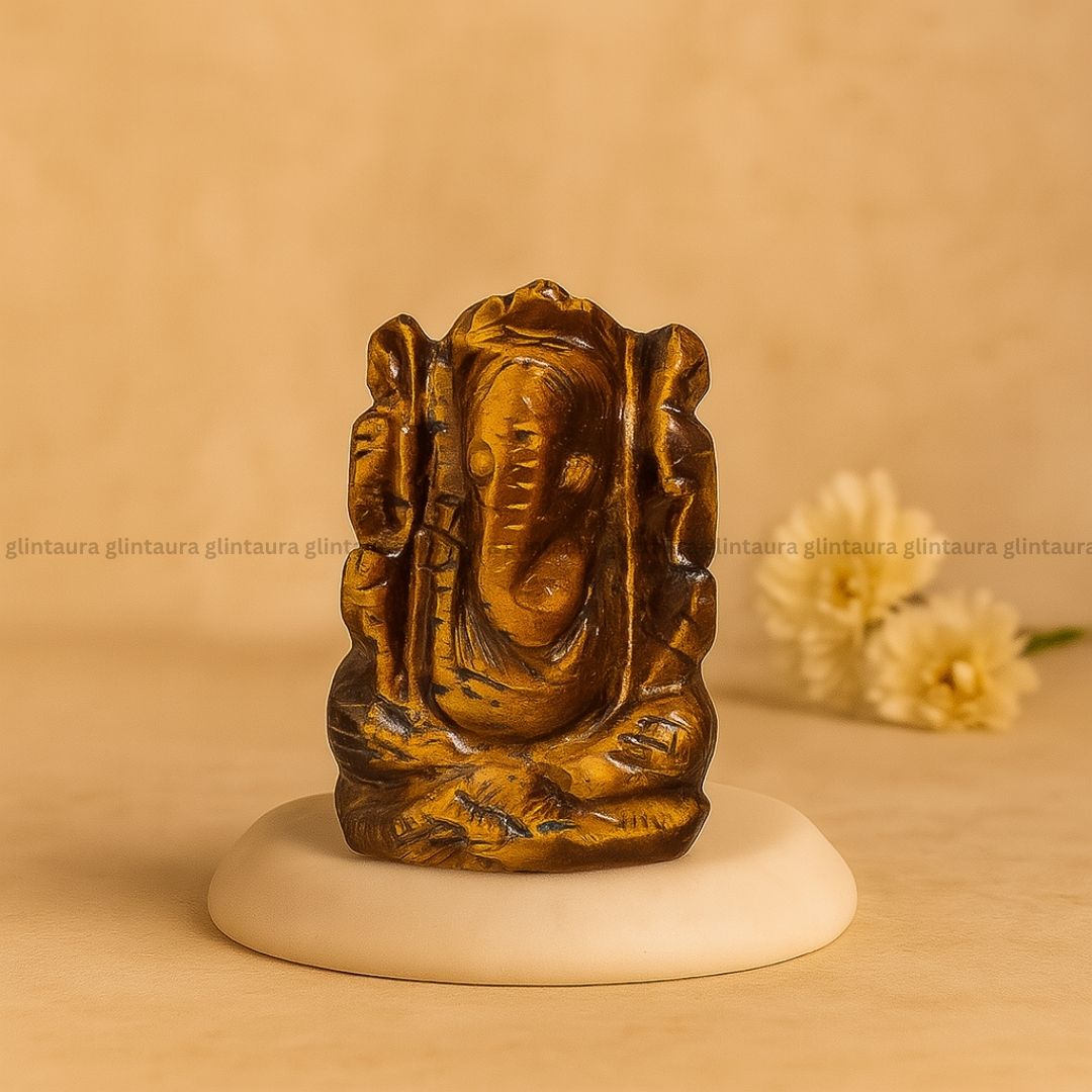 Tiger Eye Ganesha Idol