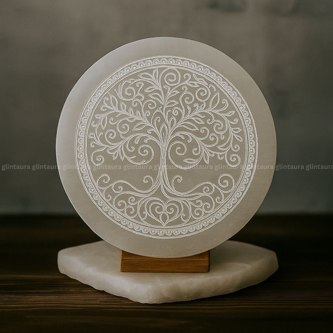 Tree Symbol Selenite Charging Plate