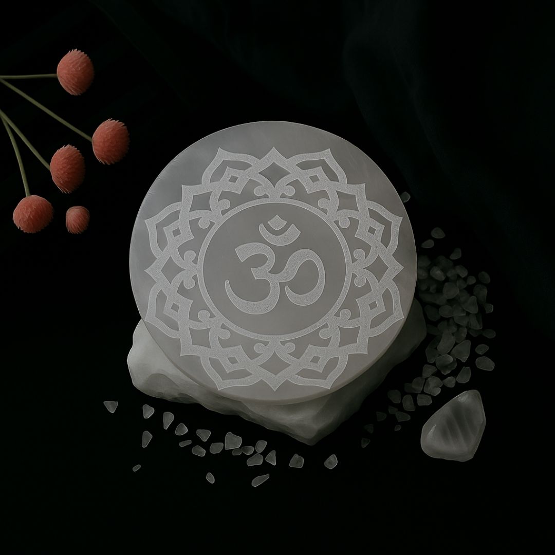 Ohm Symbol Selenite Charging Plate